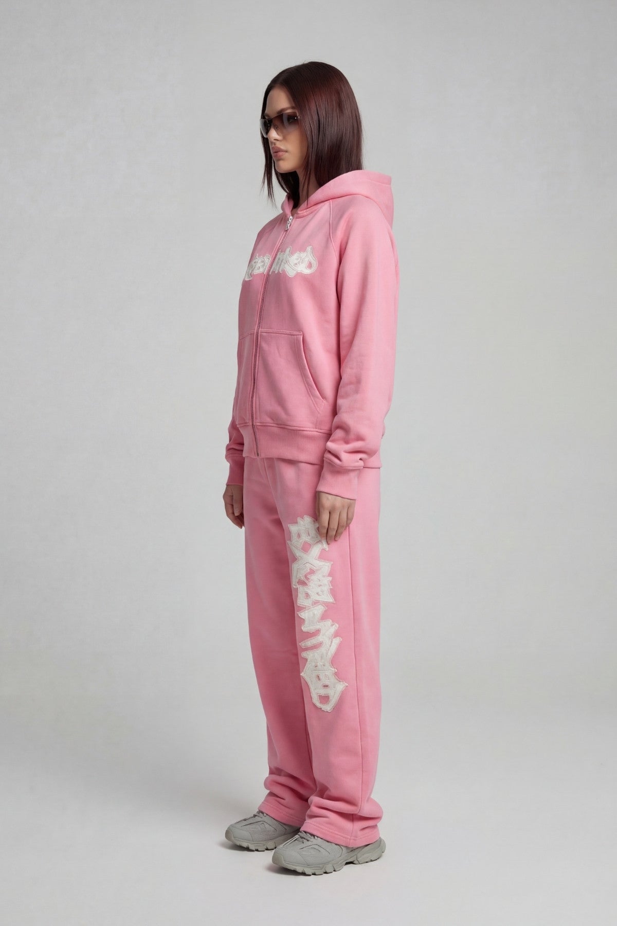 DISTRESSED ZIP HOODIE SAKURA PINK