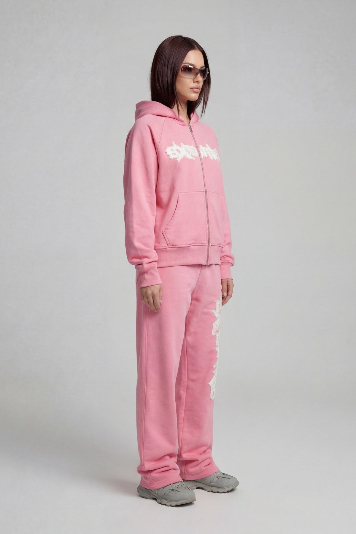 DISTRESSED ZIP HOODIE SAKURA PINK