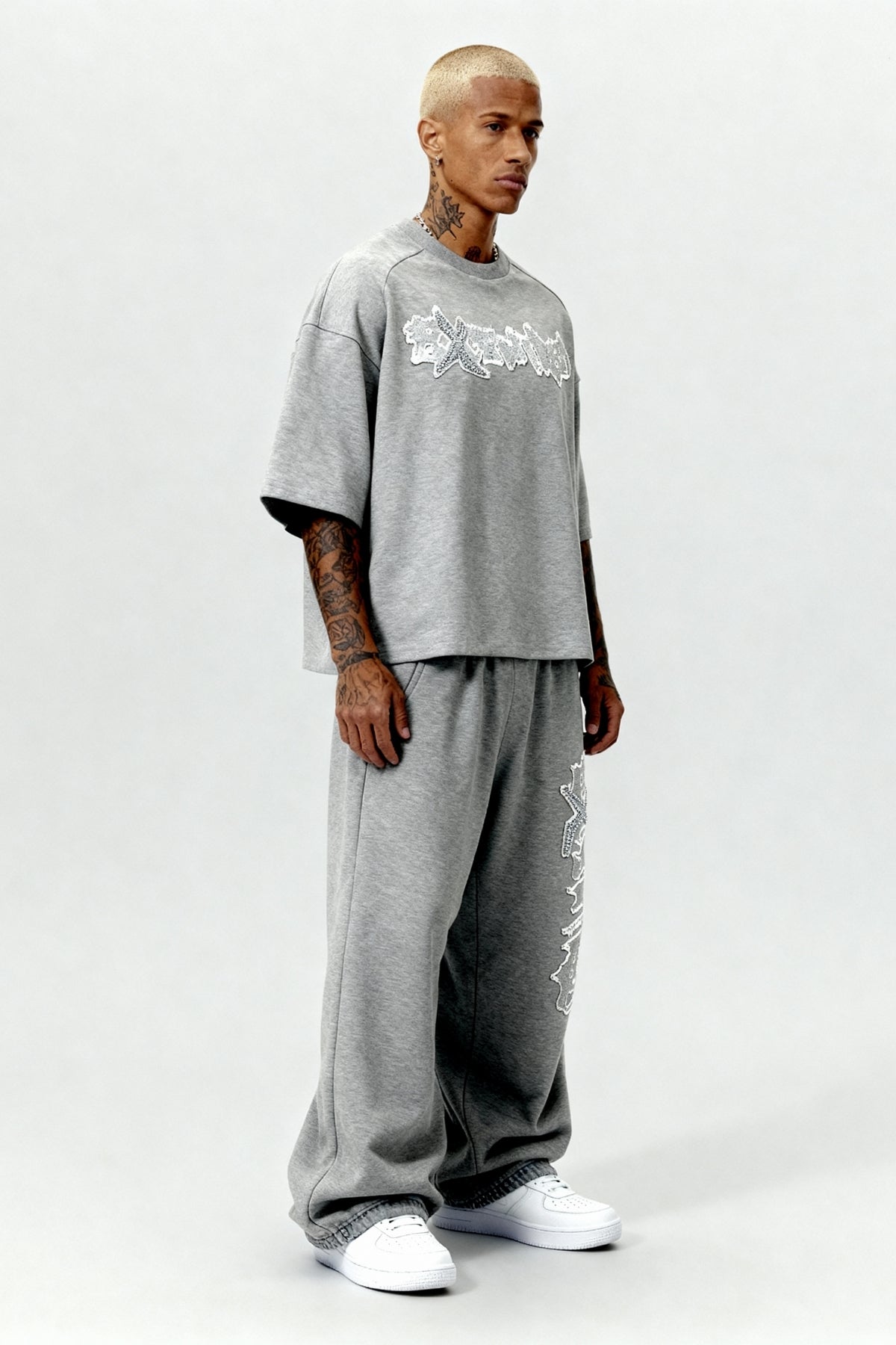 DISTRESSED T-SHIRT SET SMOKE GREY