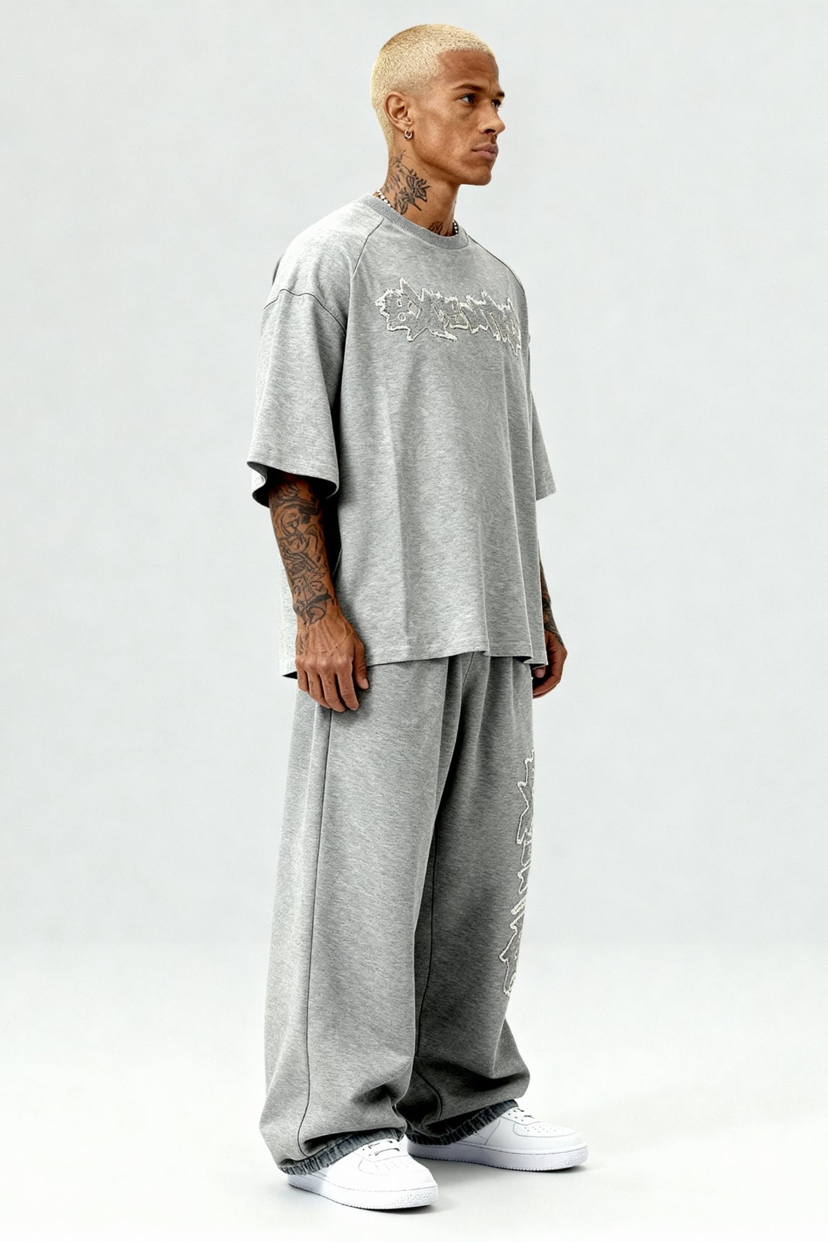 DISTRESSED T-SHIRT SET SMOKE GREY