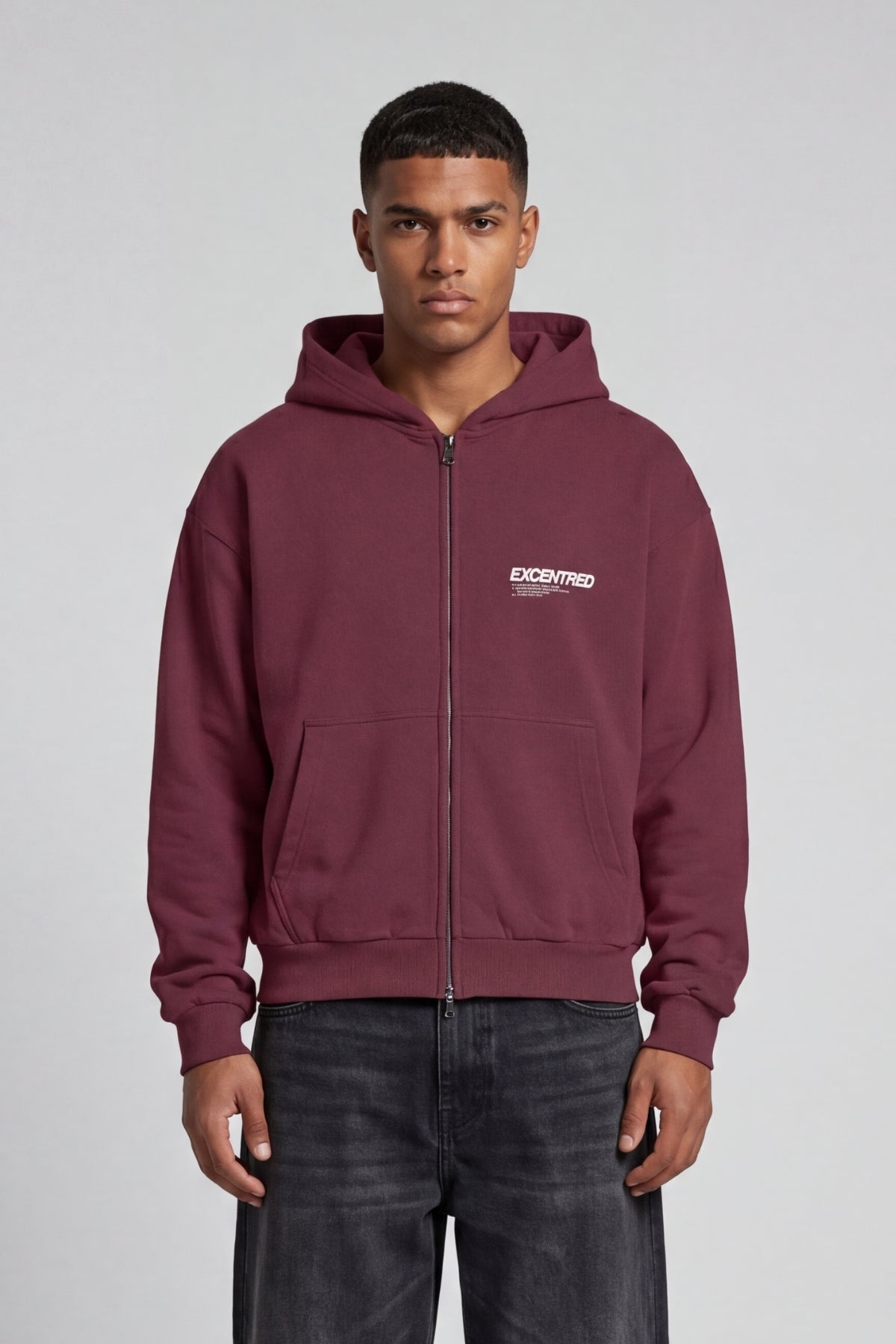 UNIFORM ZIP HOODIE WINE RED