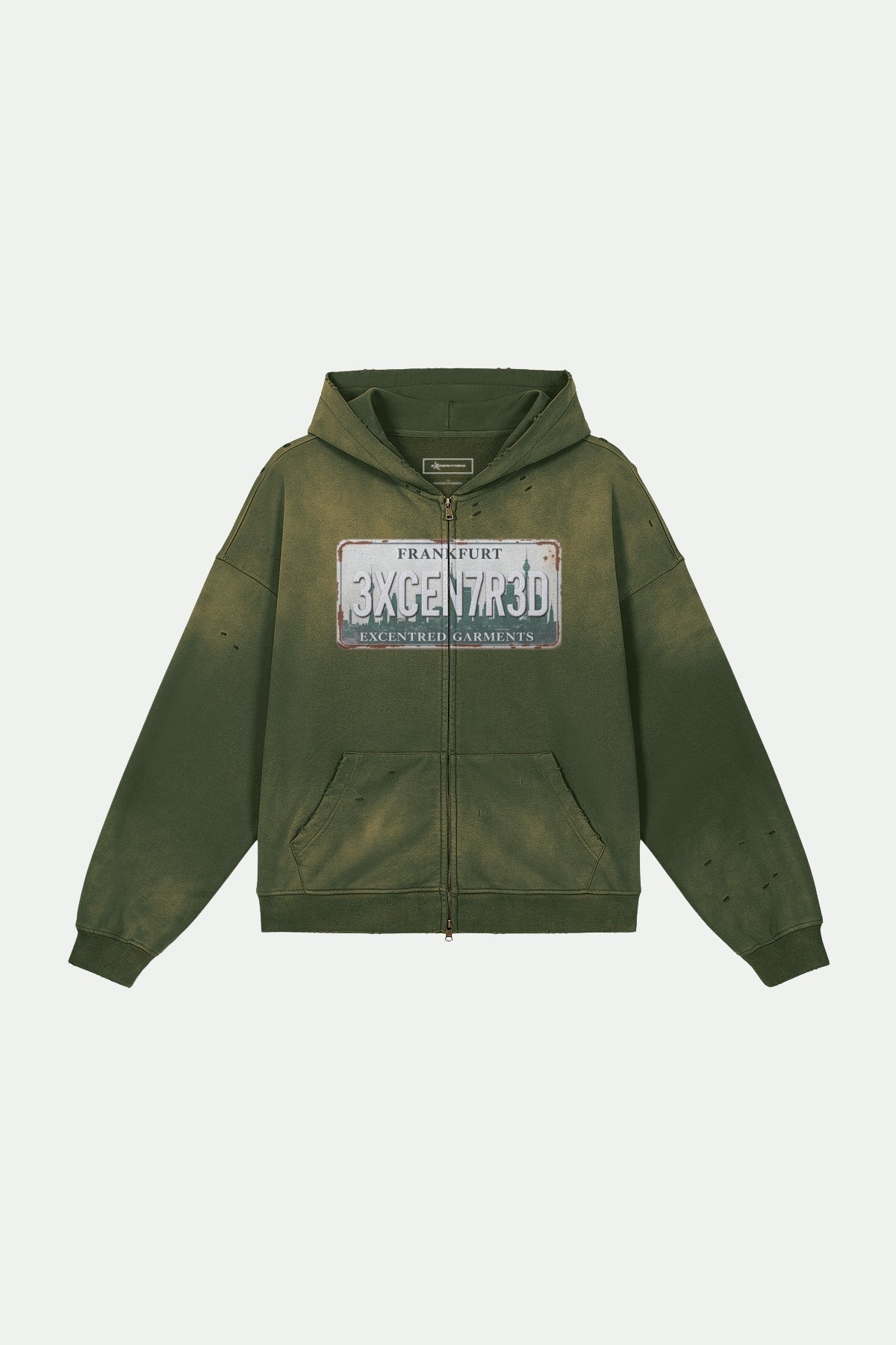 GREEN WASHED FFM ZIP HOODIE