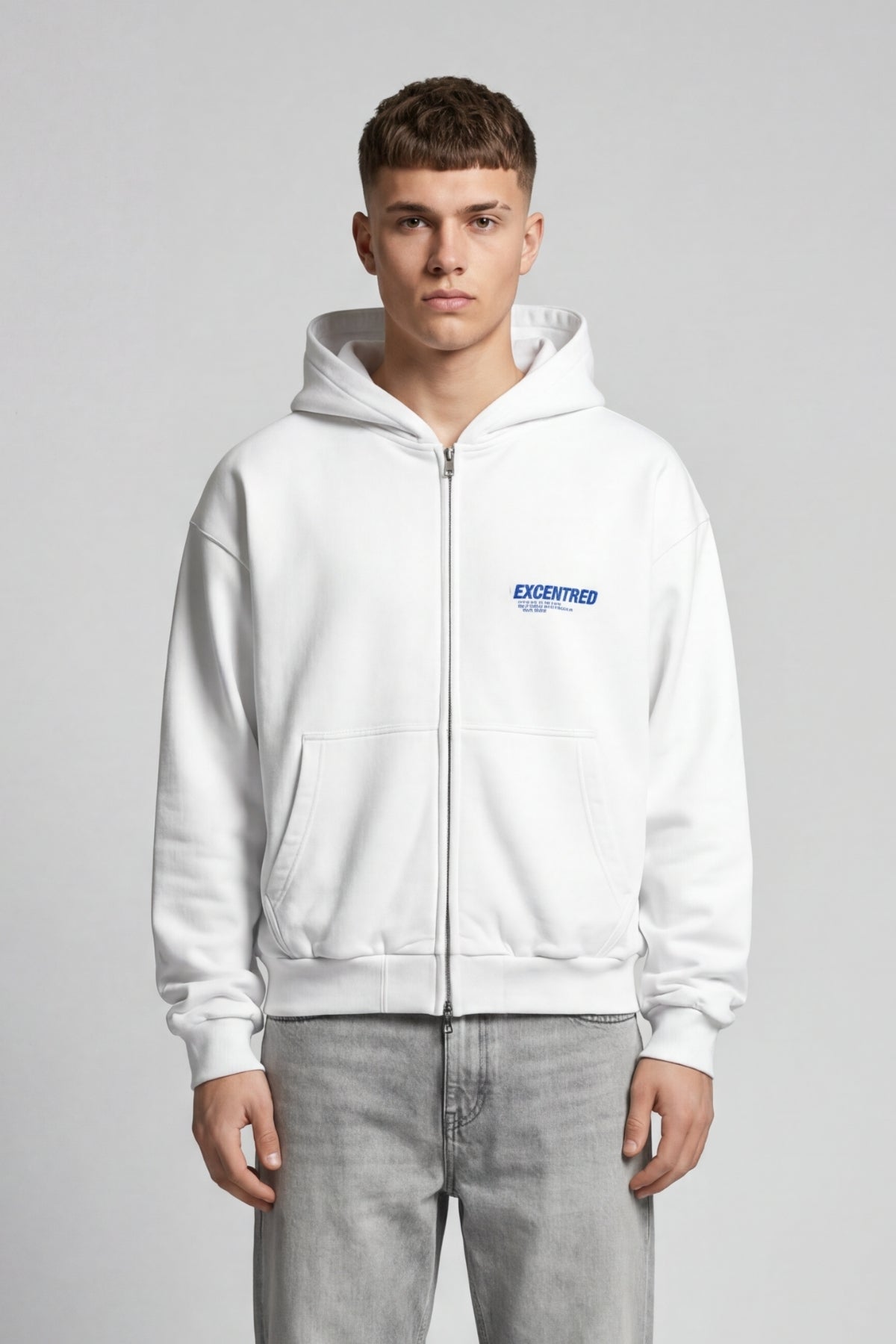UNIFORM ZIP HOODIE WHITE