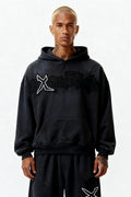 RHINESTONE HOODIE CARBON BLACK