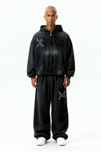 ZIP HOODIE SET RHINESTONE BLACK – schwarzes Zip Hoodie Set von EXCENTRED
