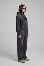 RHINESTONE HOODIE CARBON BLACK
