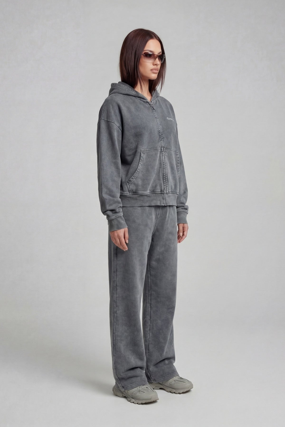 STONE GREY ZIP HOODIE