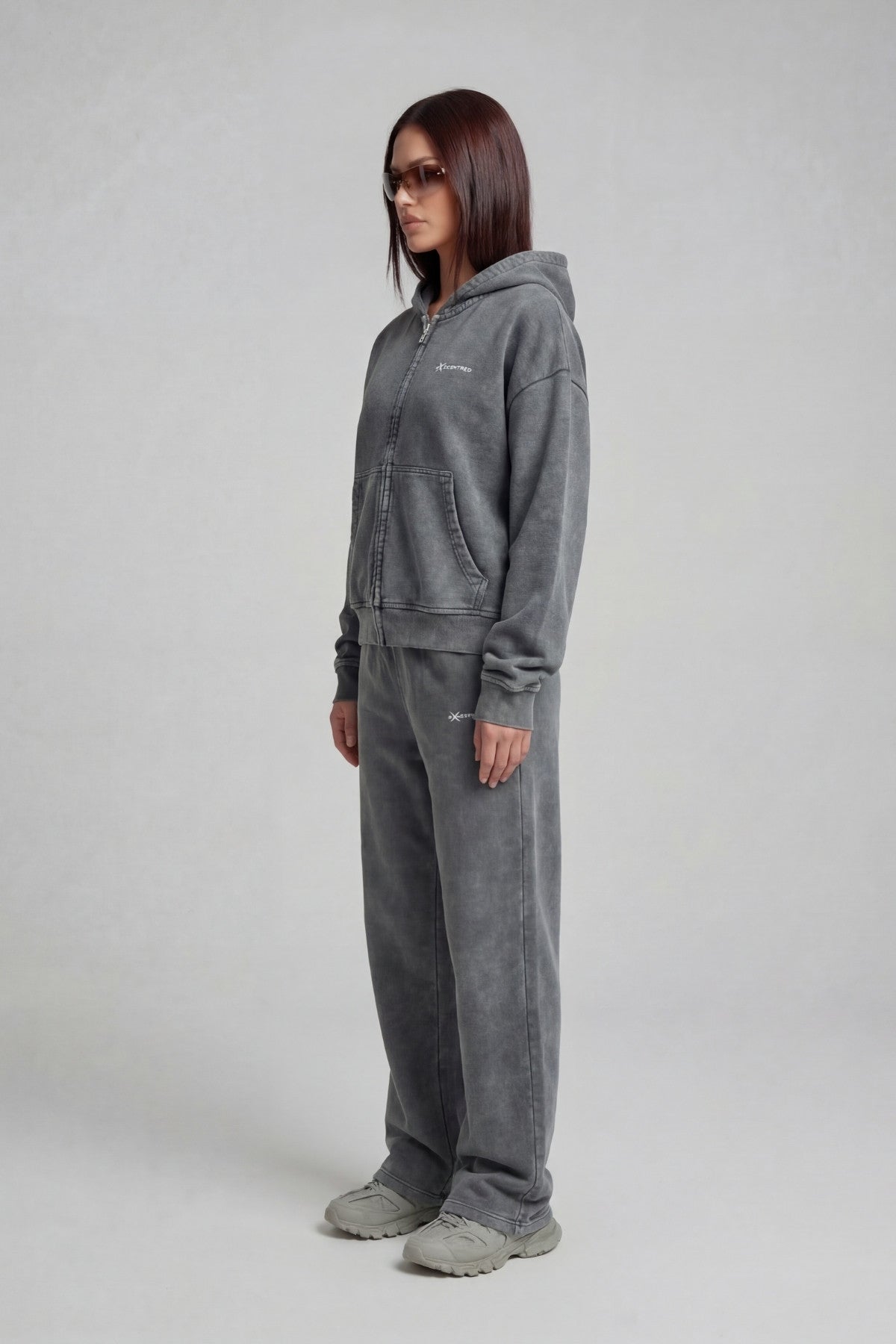 STONE GREY ZIP HOODIE