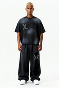 T-SHIRT SET RHINESTONE BLACK