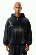 ZIP HOODIE SET RHINESTONE BLACK