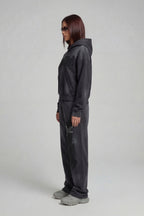 RHINESTONE HOODIE CARBON BLACK