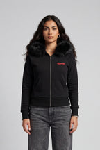 UNIFORM WOMENS FUR ZIP HOODIE BLACK