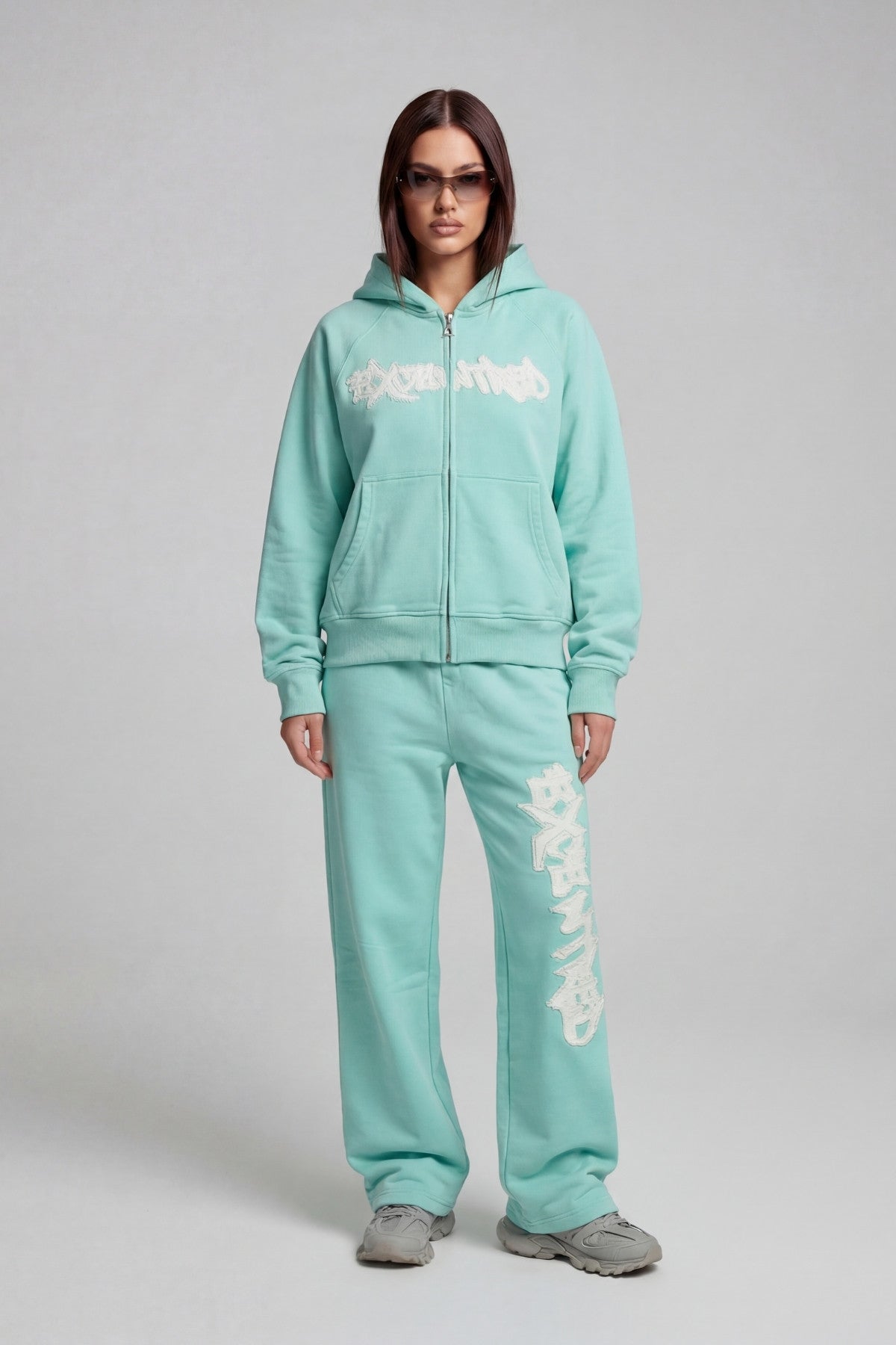 DISTRESSED ZIP HOODIE CRYSTAL TIFFANY