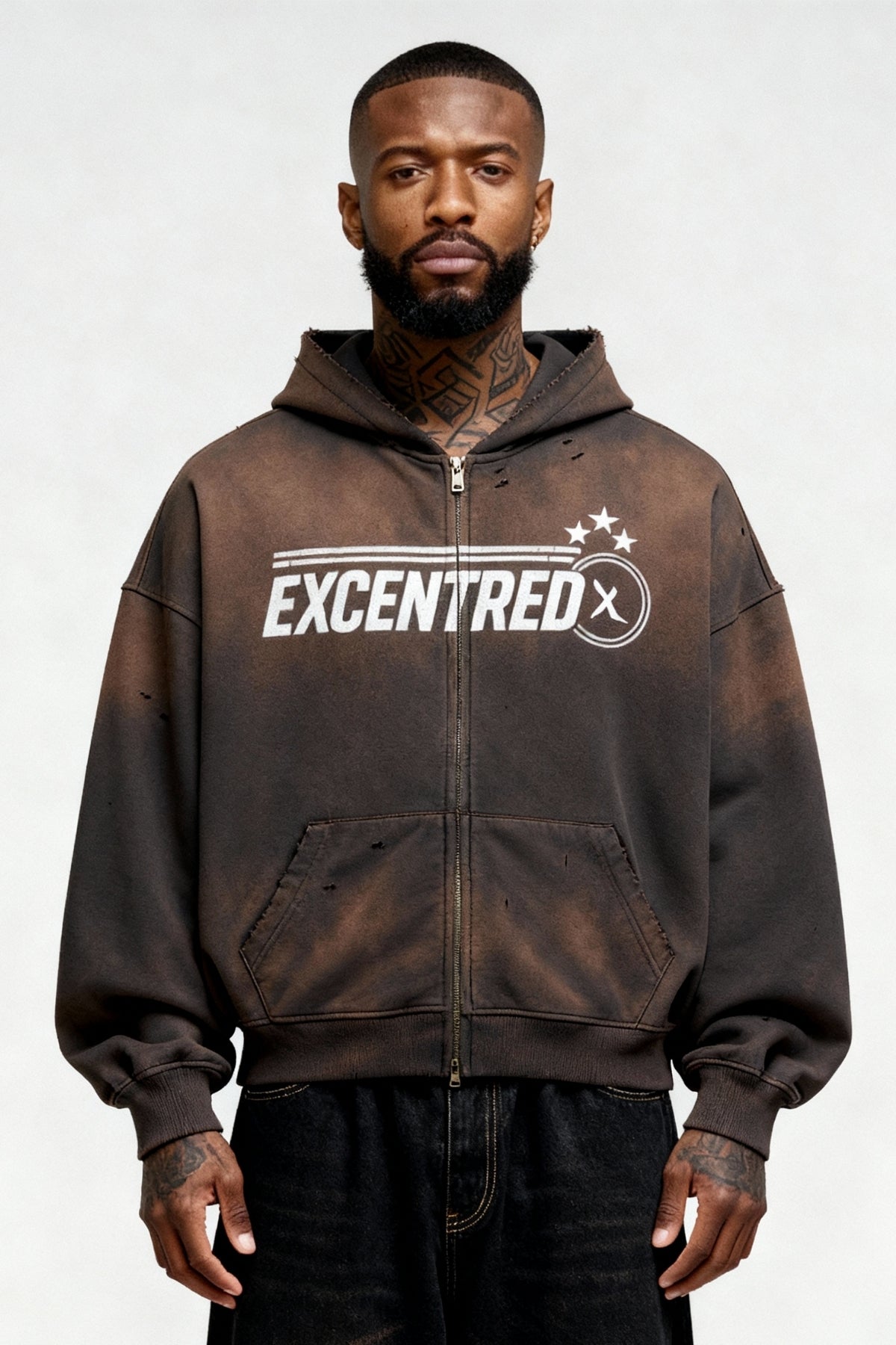 STARLINE ZIP HOODIE RUST BROWN