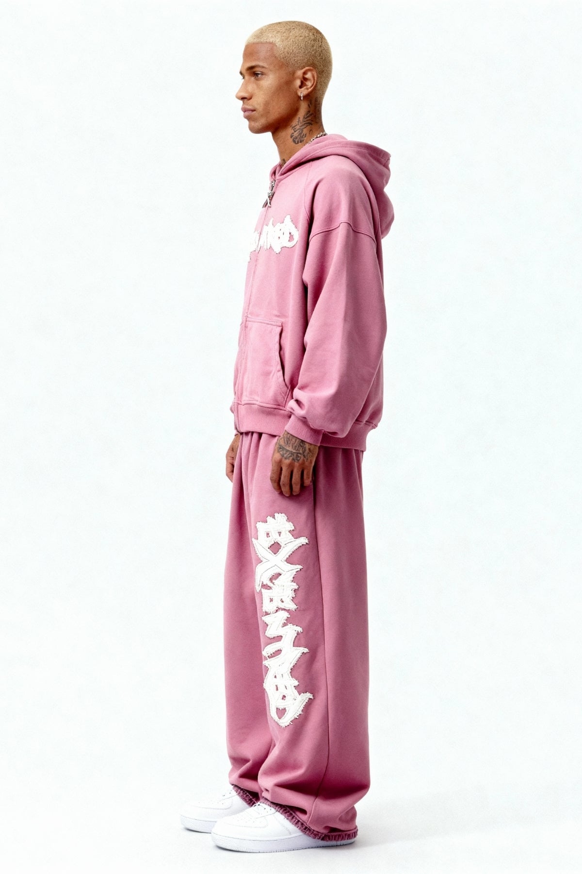 DISTRESSED ZIP HOODIE SAKURA PINK
