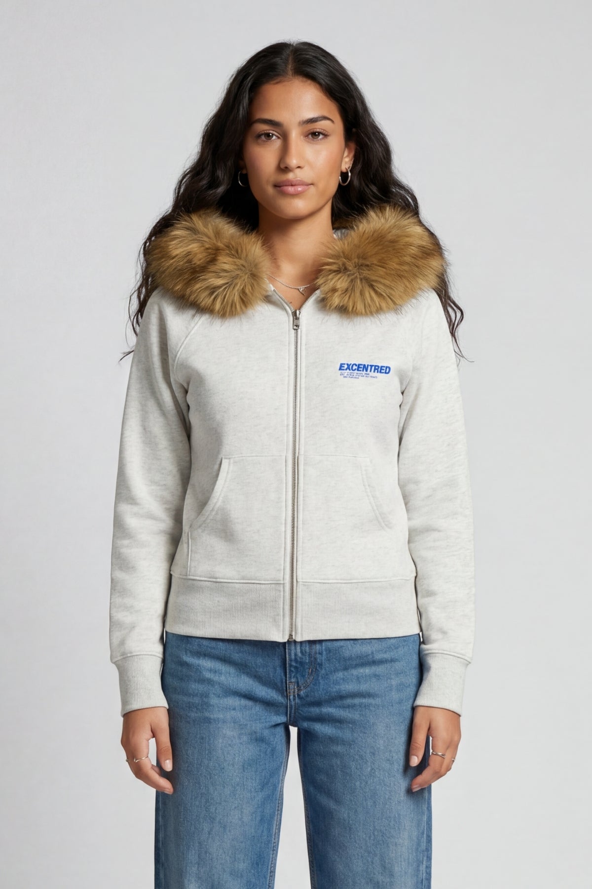 UNIFORM WOMENS FUR ZIP HOODIE GREY