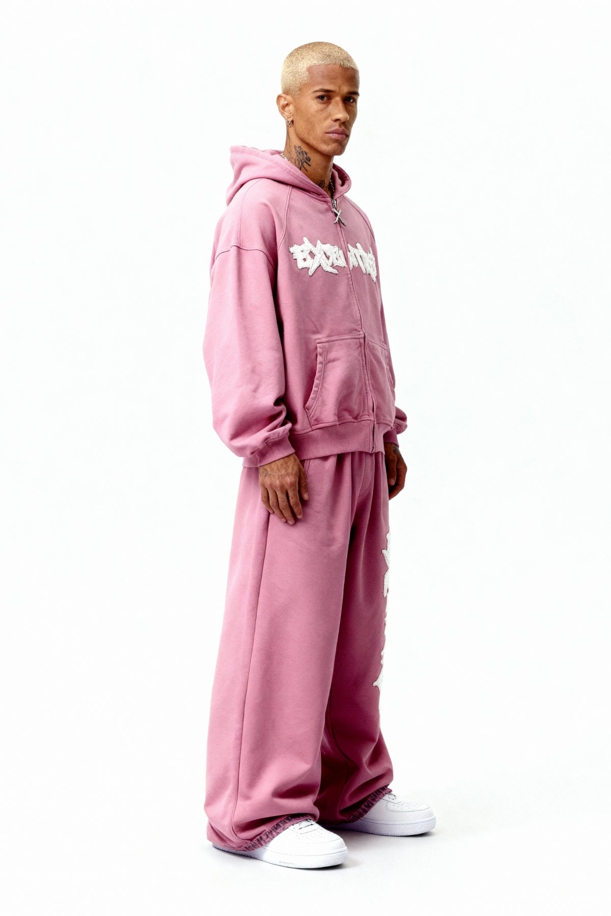 DISTRESSED TRACKSUIT SET SAKURA PINK