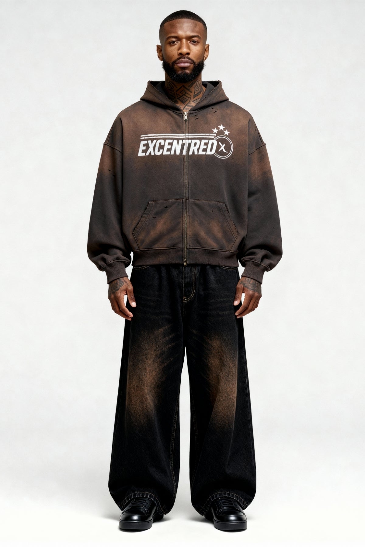 STARLINE ZIP HOODIE RUST BROWN