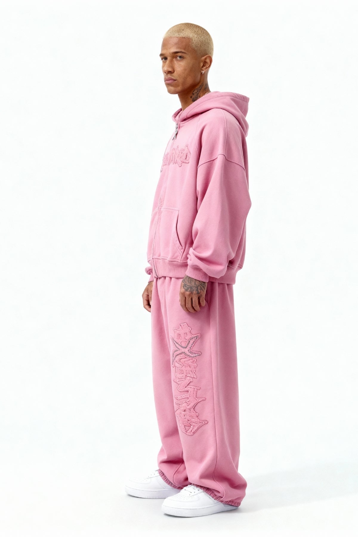 DISTRESSED ZIP HOODIE SAKURA PINK