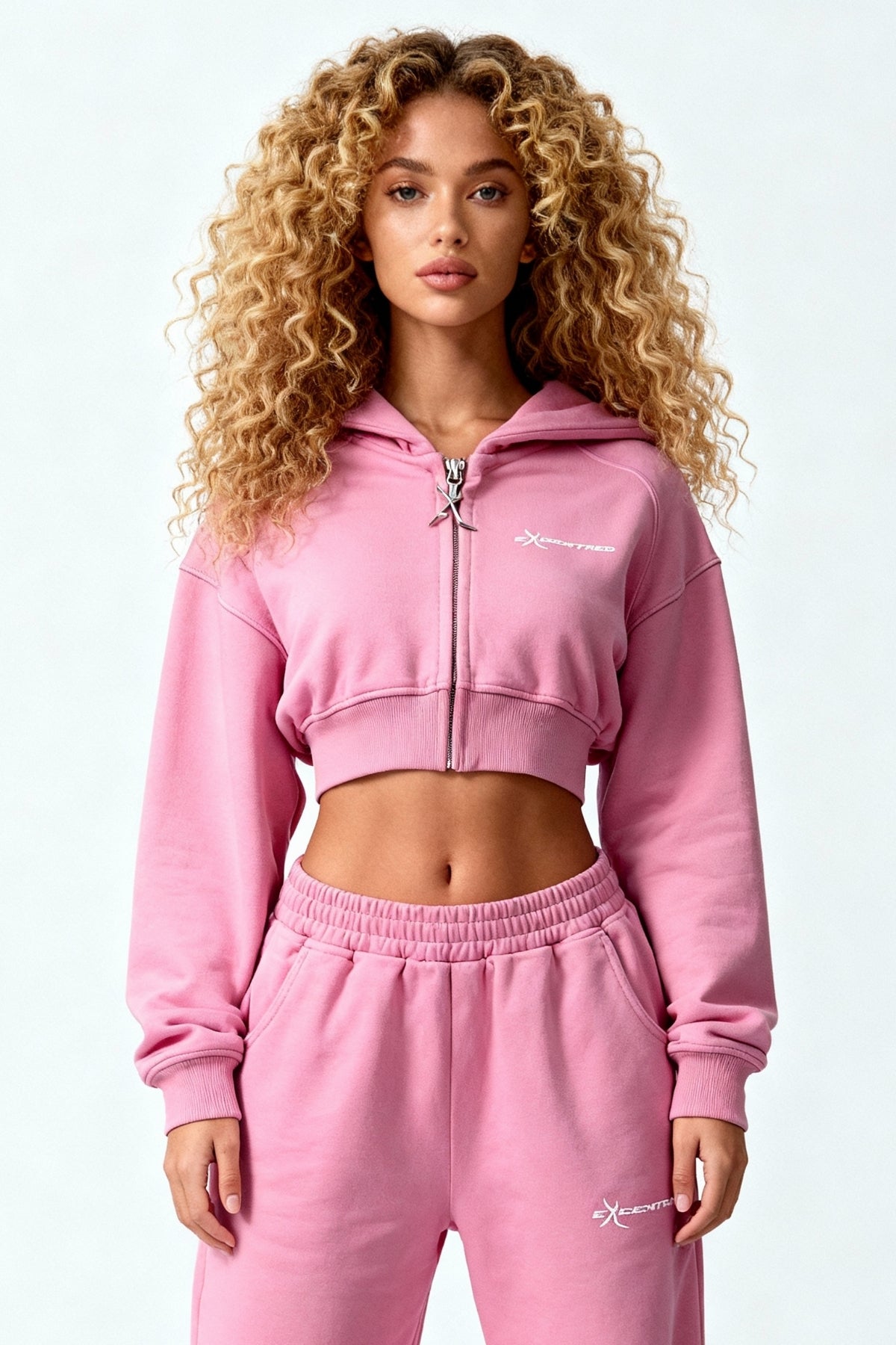 CROPPED ZIP HOODIE SAKURA PINK