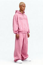 DISTRESSED ZIP HOODIE SAKURA PINK