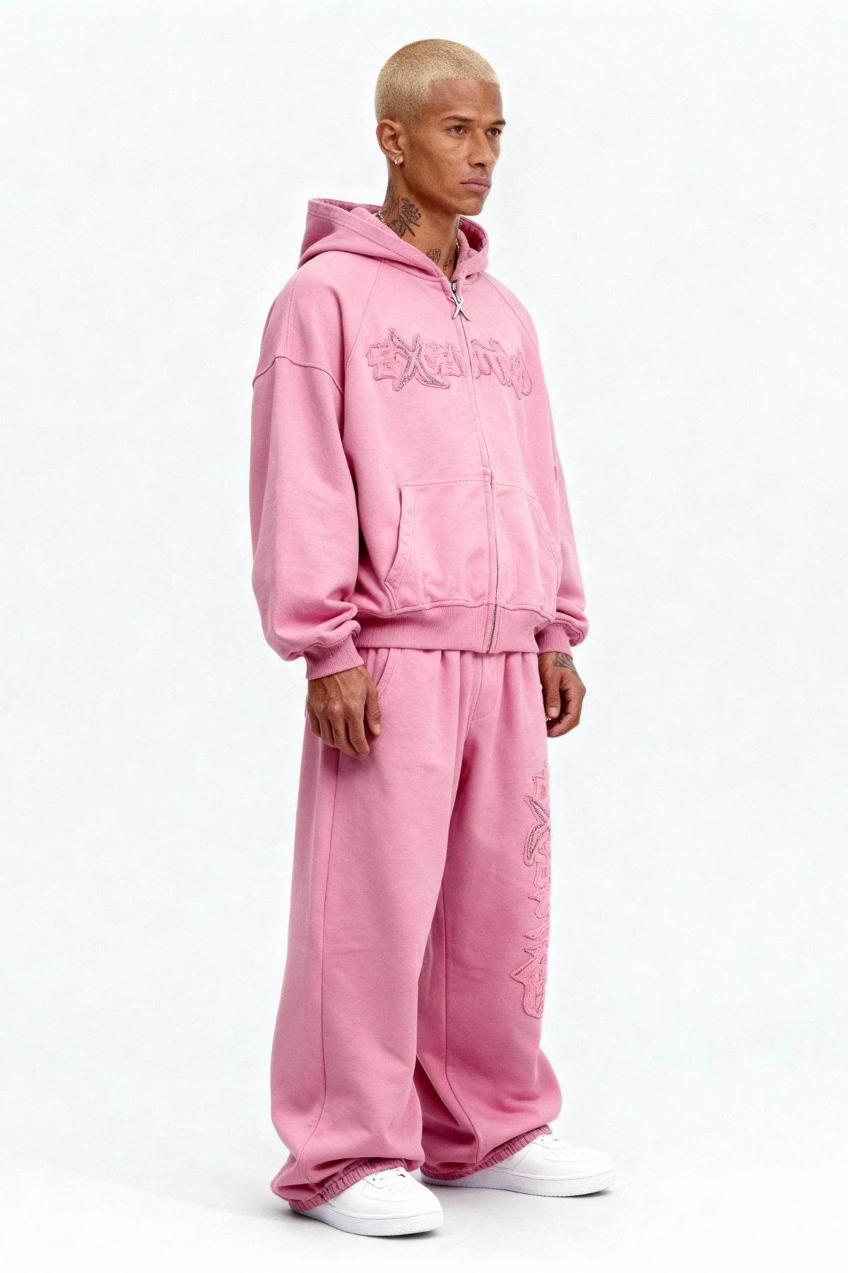 DISTRESSED TRACKSUIT SET SAKURA PINK