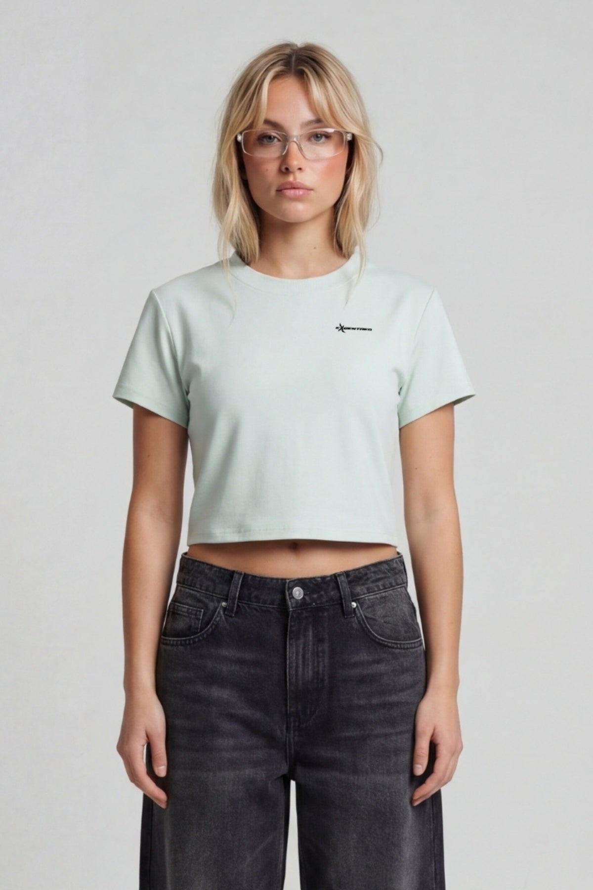 CROPPED BABY TEE ICE BLUE