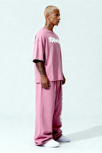 DISTRESSED T-SHIRT SET SAKURA PINK – Set aus T-Shirt und Jogger von EXCENTRED – Produktbild 3
