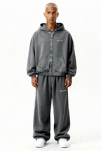 ZIP HOODIE SET STONE GREY – graues Zip Hoodie Set von EXCENTRED