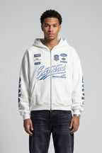 RACING ZIP HOODIE WHITE