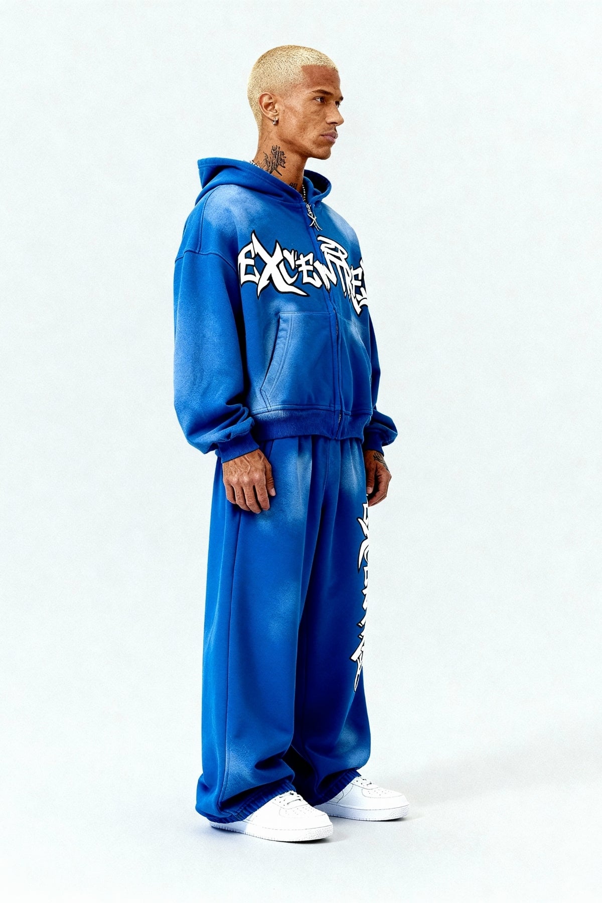 BLUE GRAFFITI ZIP HOODIE