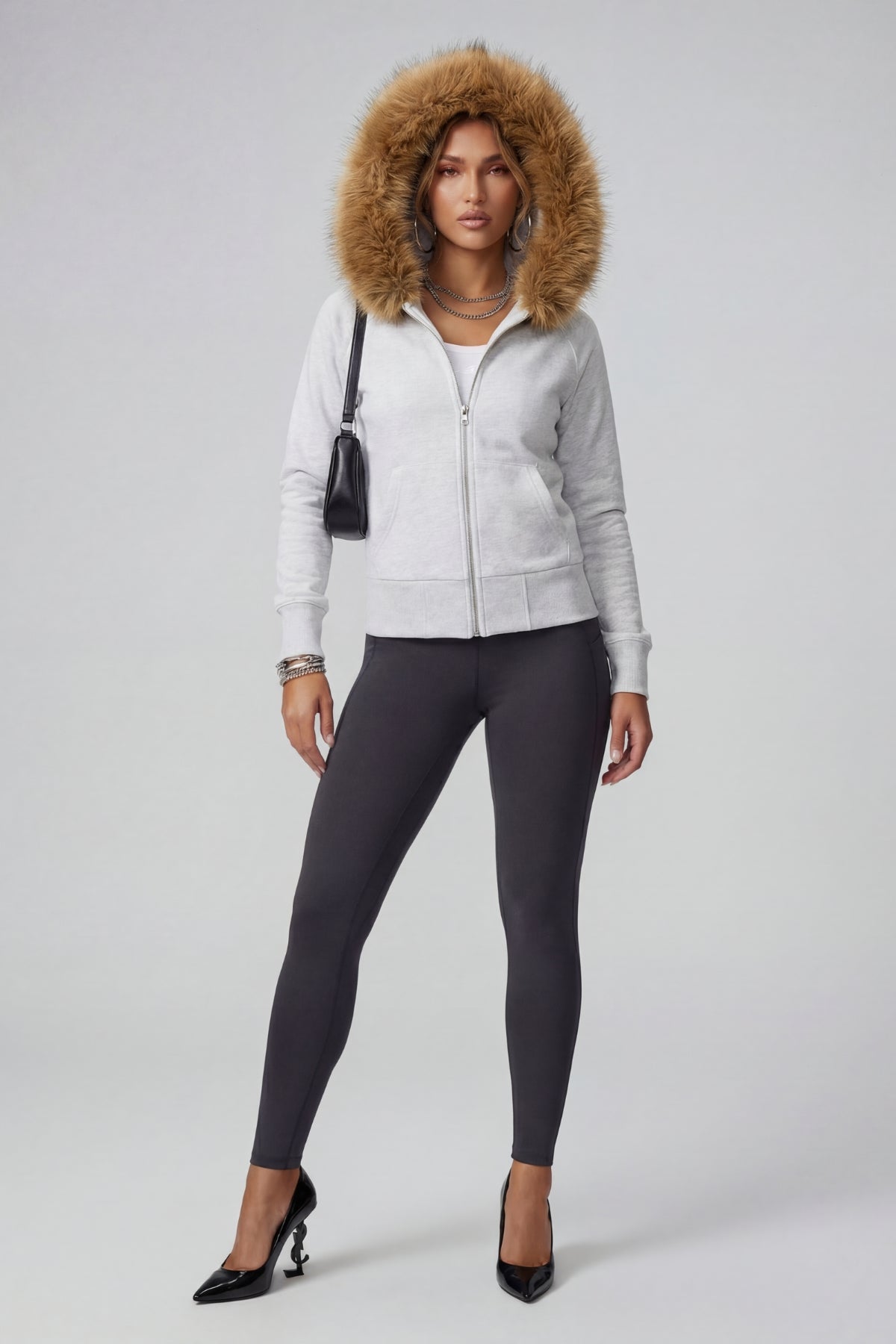 WOMENS FUR ZIP HOODIE