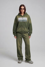 GREEN WASHED FFM ZIP HOODIE