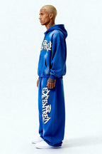 FELPA CON ZIP BLU GRAFFITI