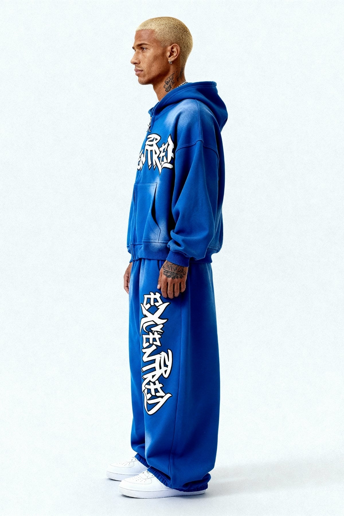 ZIP HOODIE SET BLUE GRAFFITI
