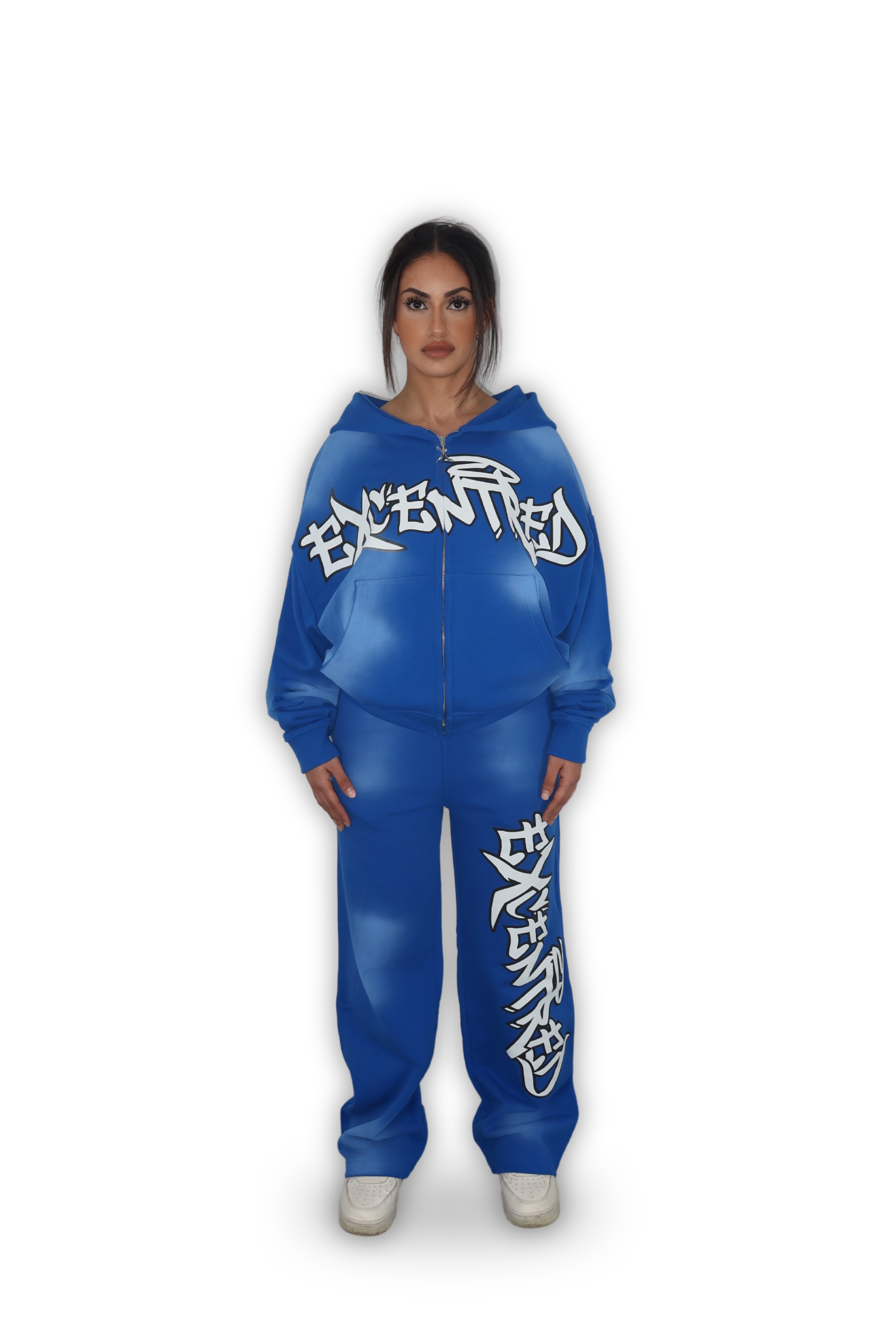 BLUE GRAFFITI ZIP HOODIE