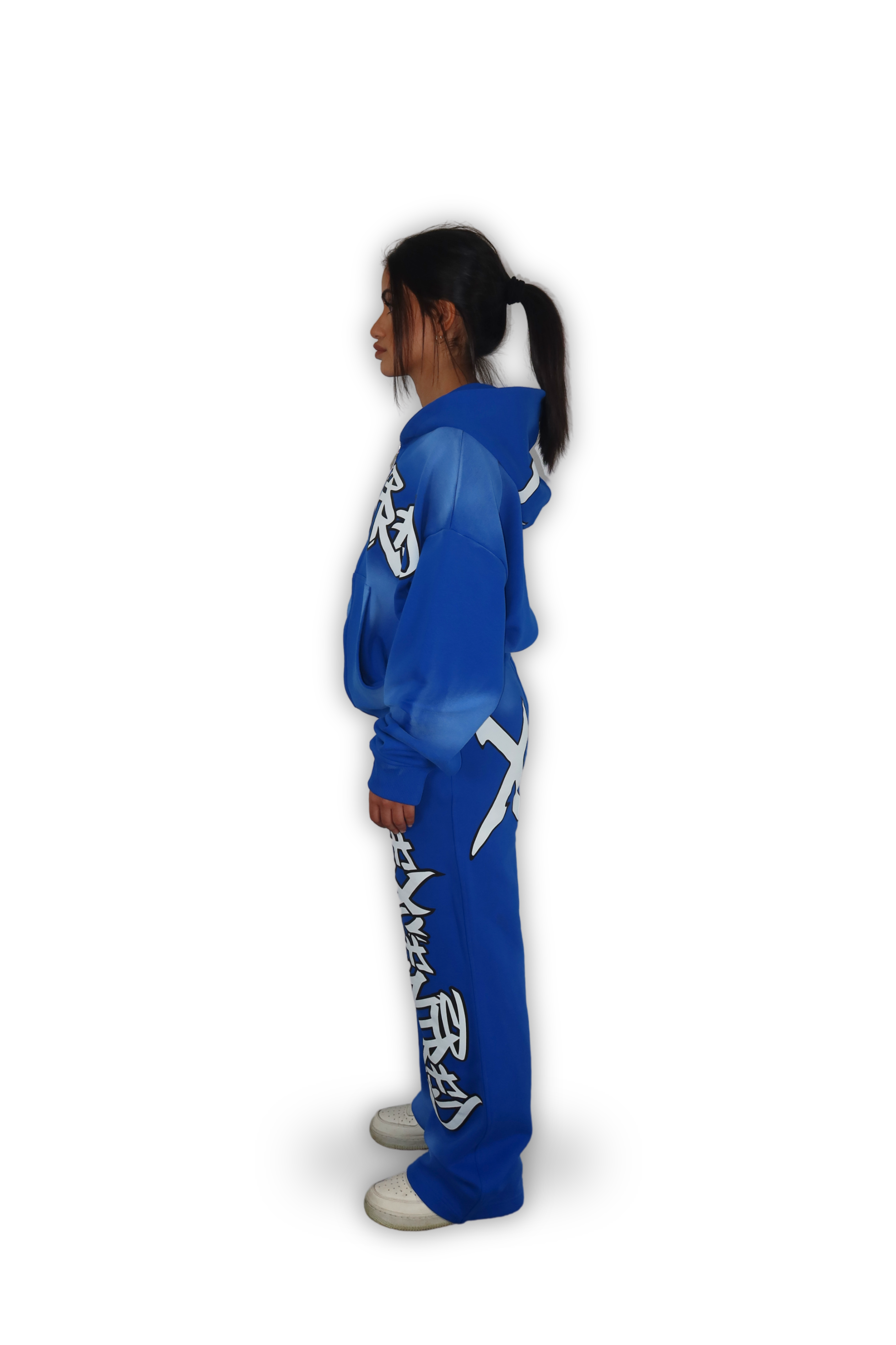 BLUE GRAFFITI ZIP HOODIE