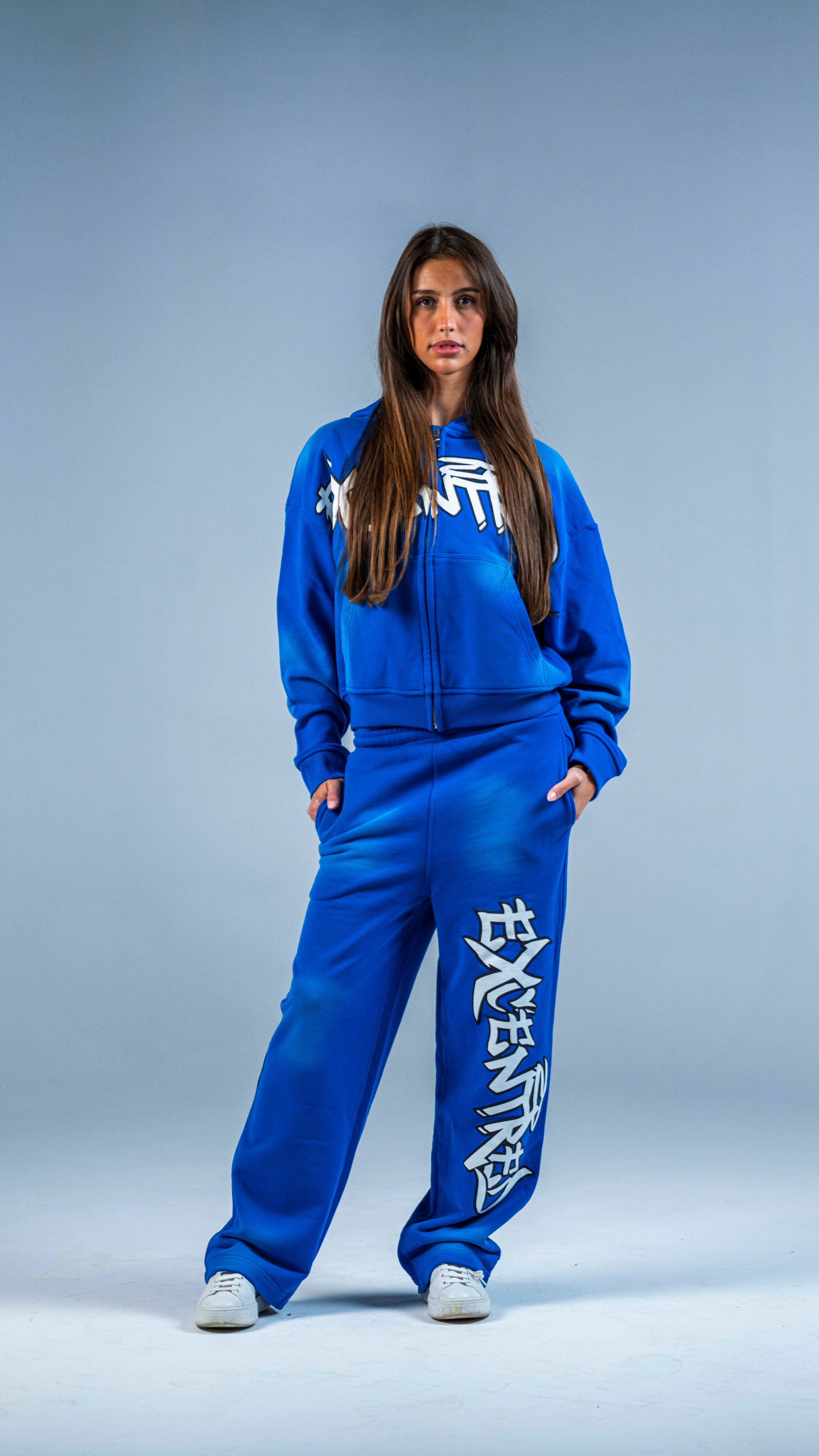 BLUE GRAFFITI ZIP HOODIE