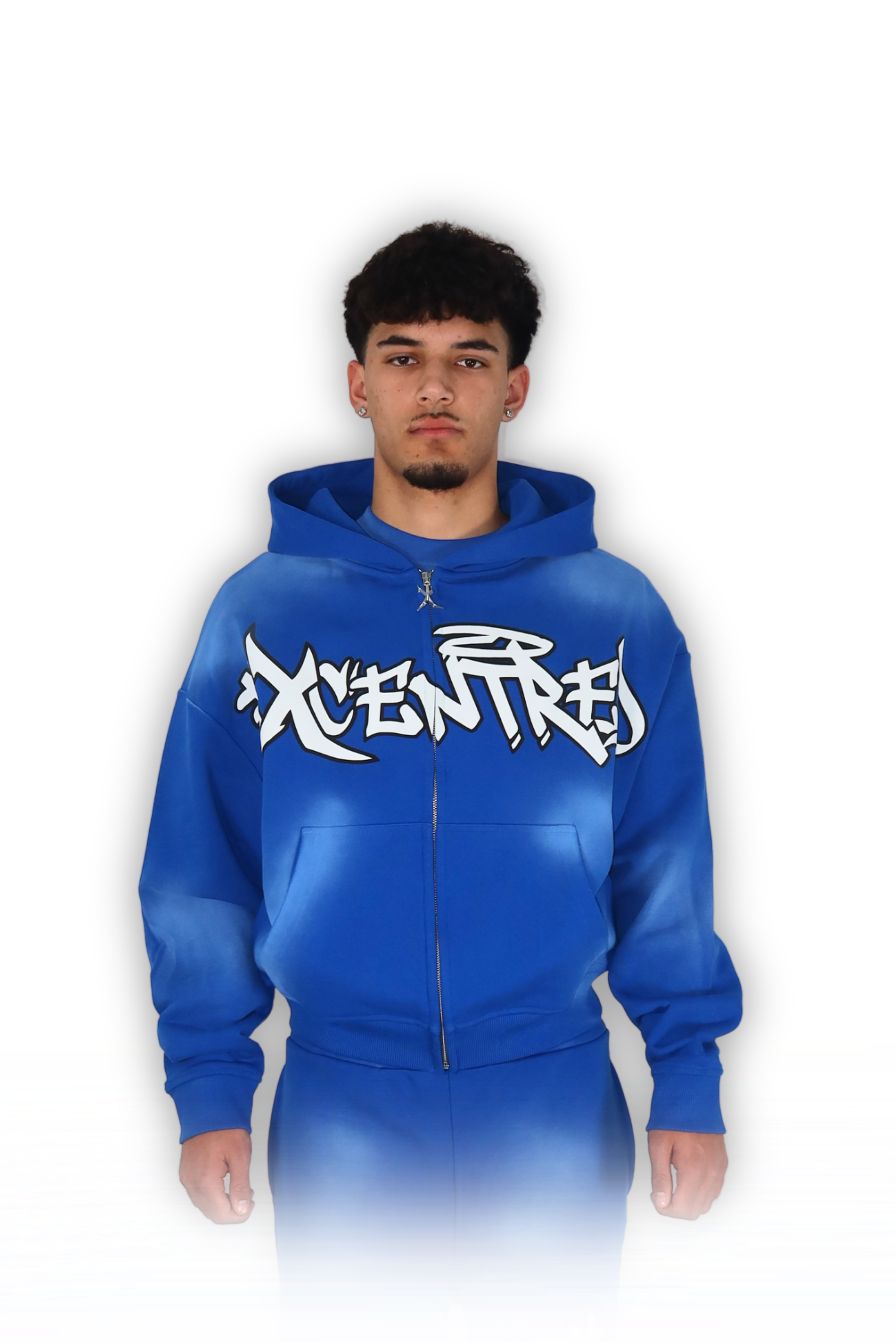 FELPA CON ZIP BLU GRAFFITI