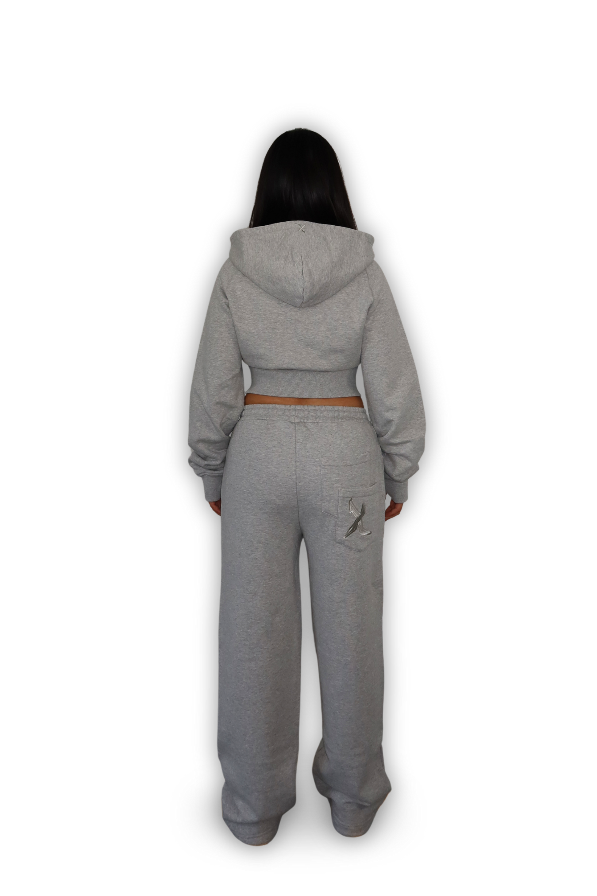 CROPPED ZIP HOODIE GRAU