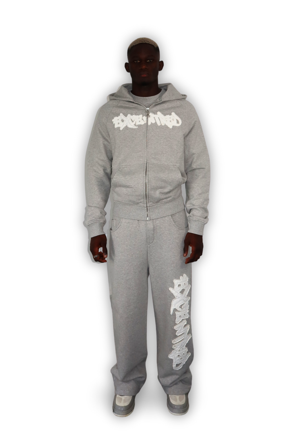 DISTRESSED ZIP HOODIE SMOKE GREY