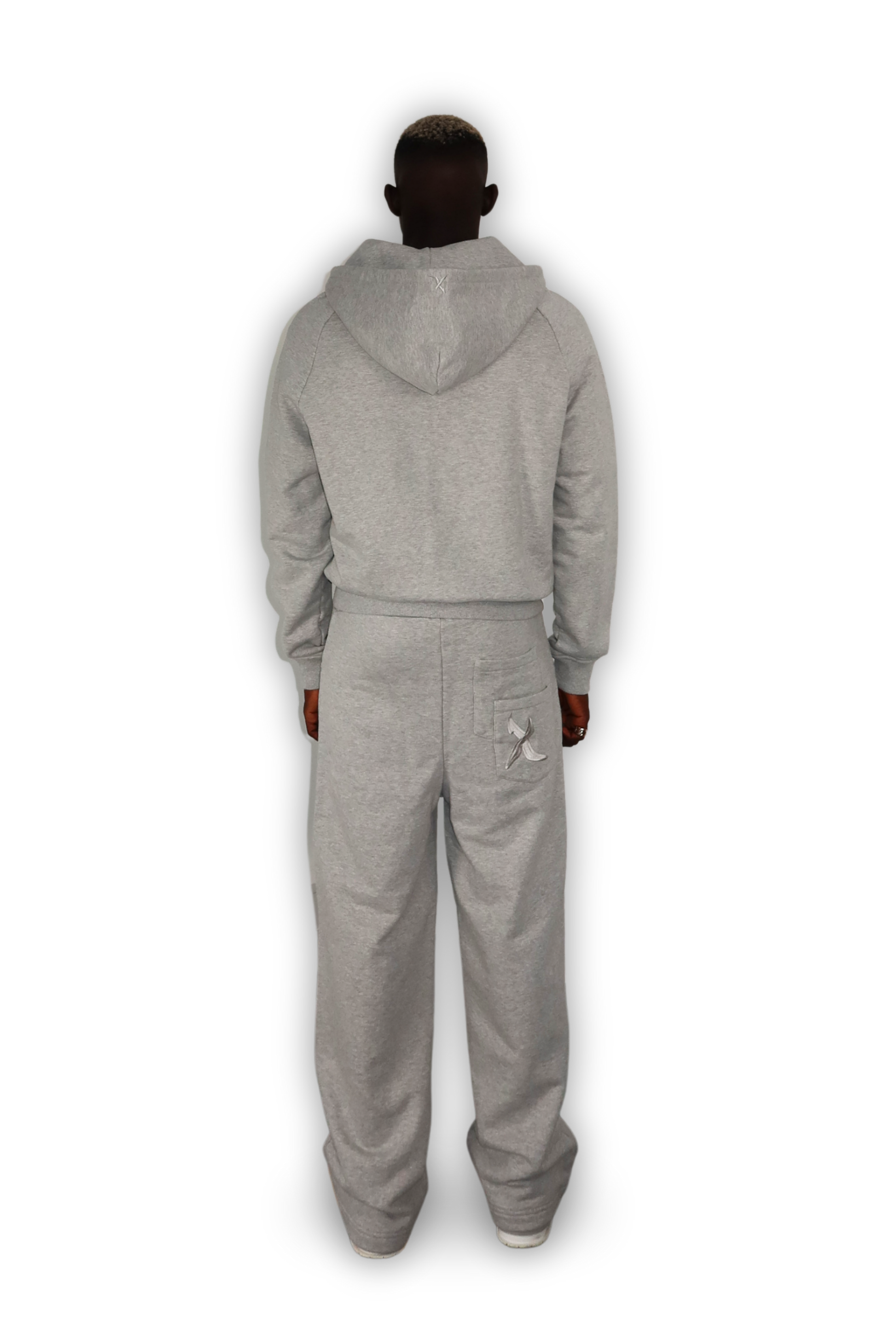 DISTRESSED ZIP HOODIE GREY