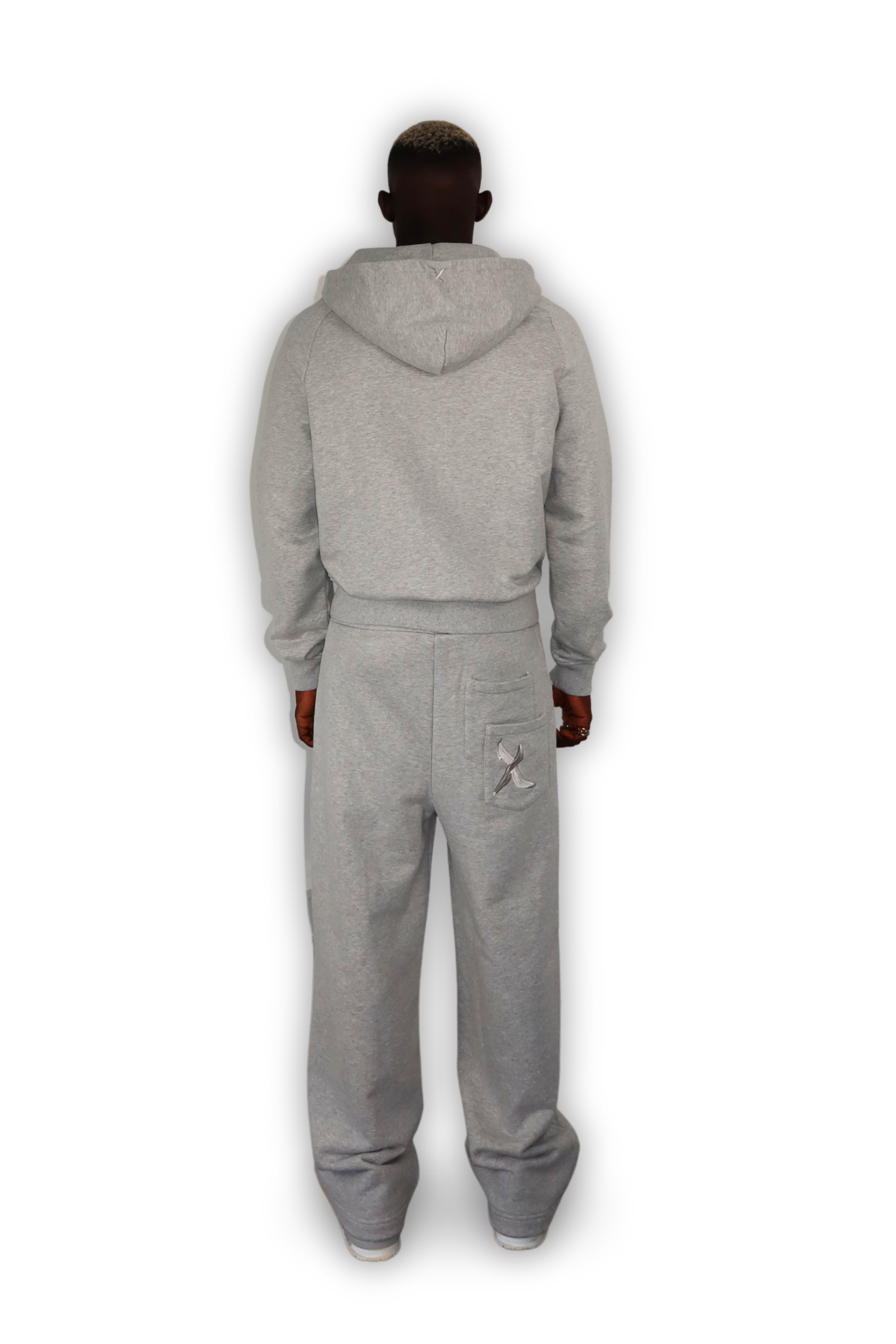 DISTRESSED ZIP HOODIE GREY