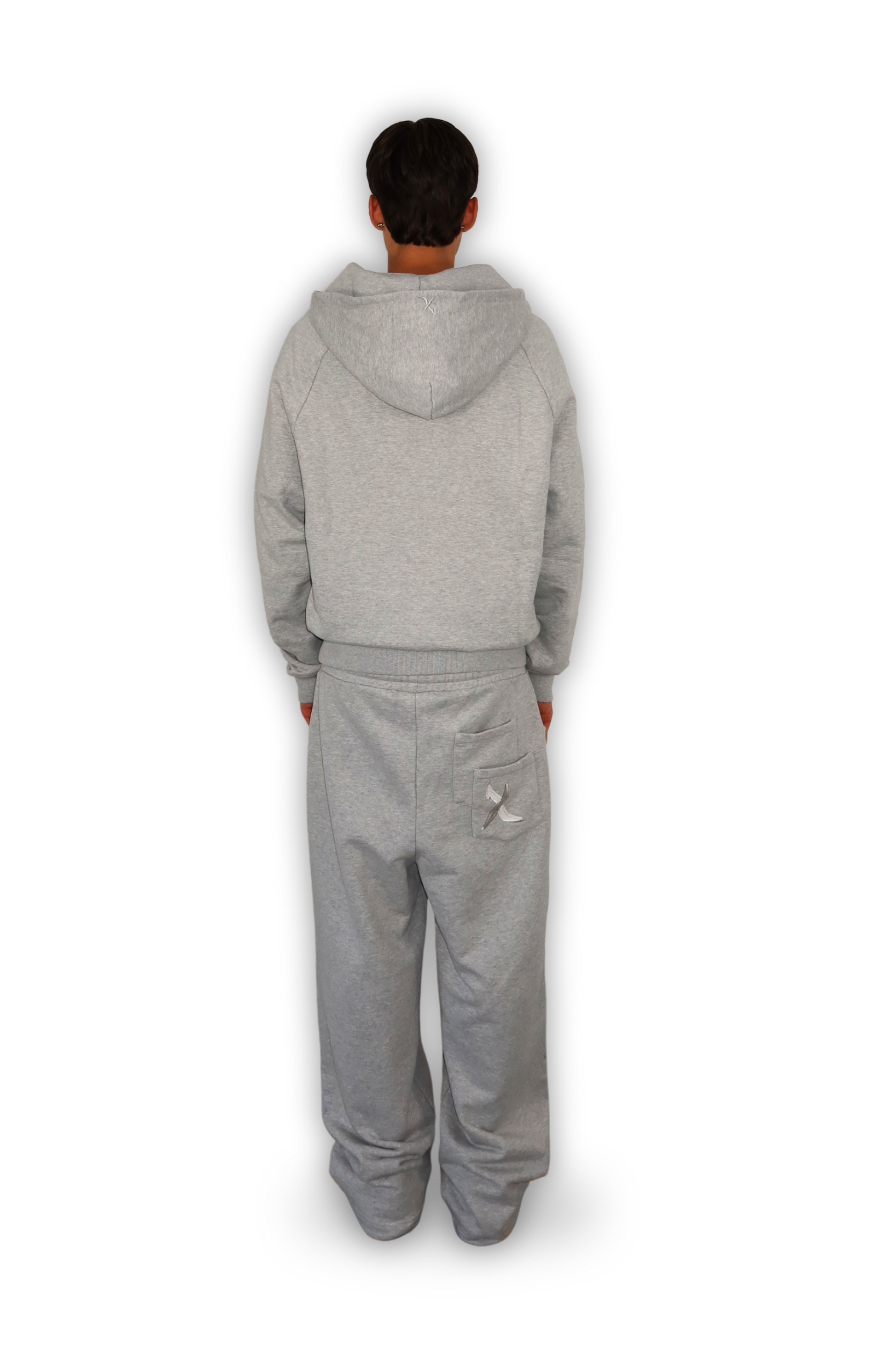 DISTRESSED ZIP HOODIE GREY