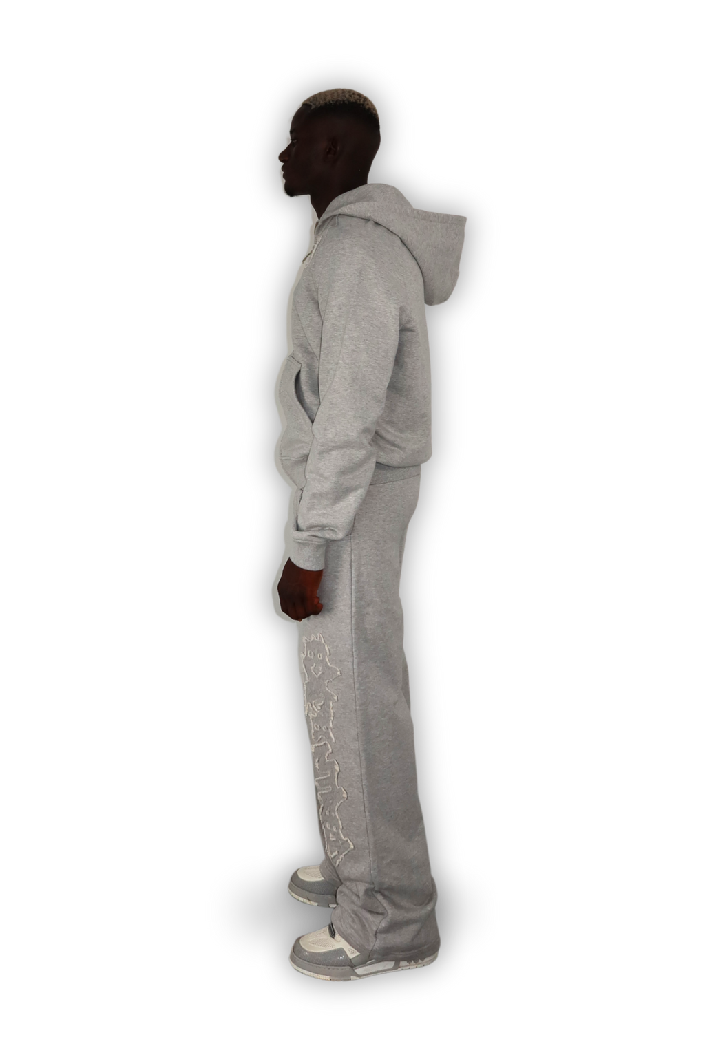 DISTRESSED ZIP HOODIE SMOKE GREY