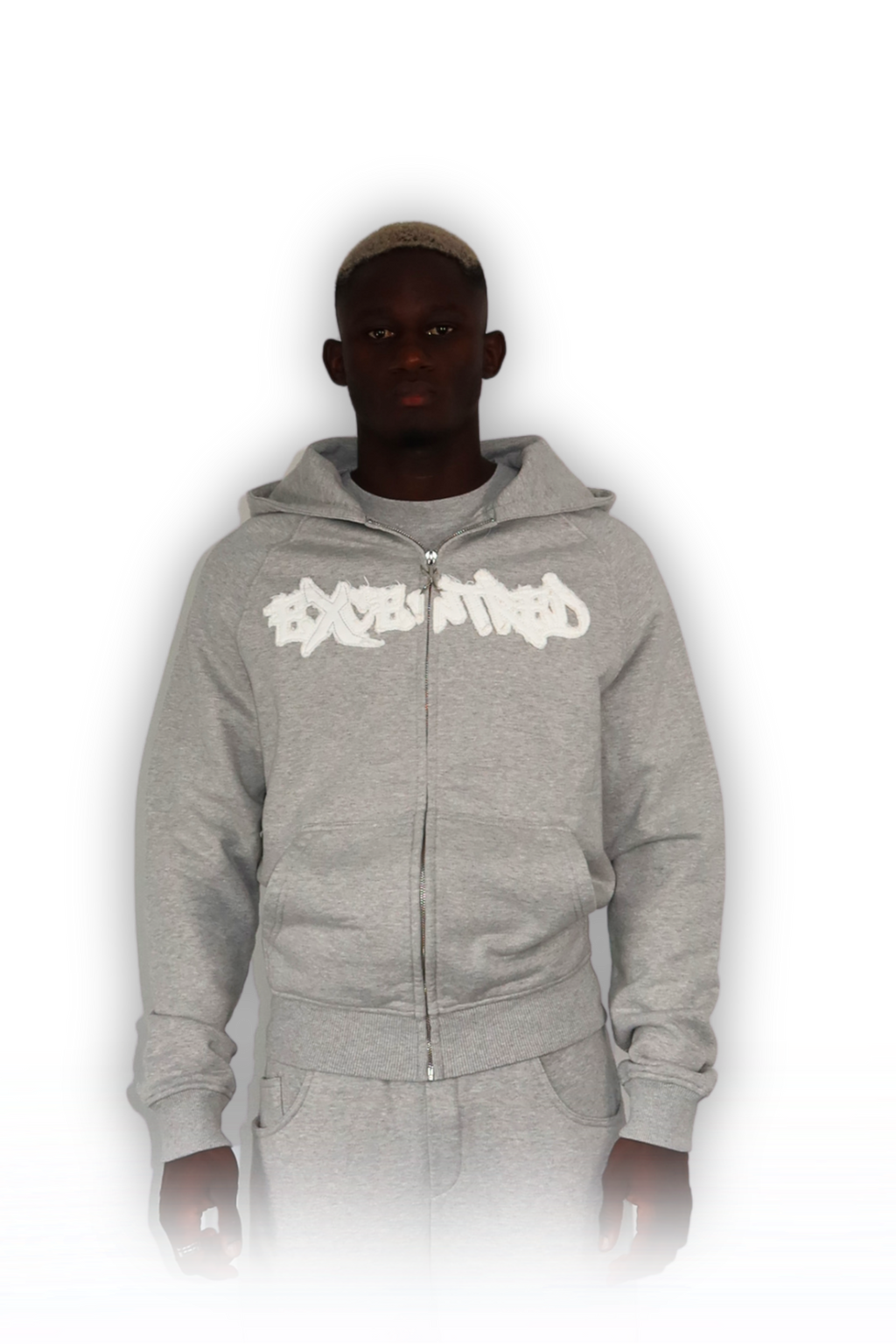 DISTRESSED ZIP HOODIE SMOKE GREY