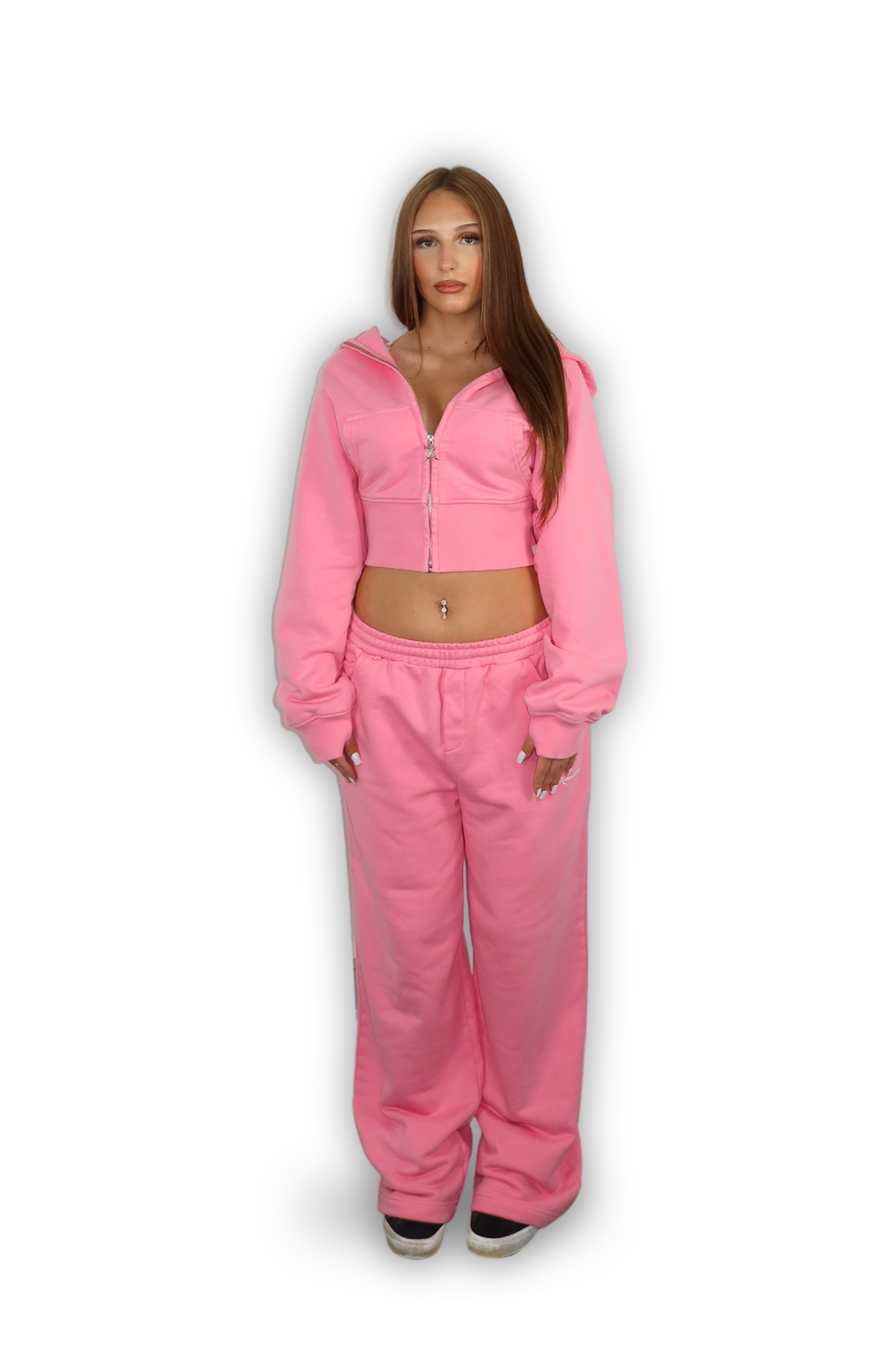 CROPPED ZIP HOODIE SAKURA PINK