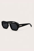 NOIR FRAME SUNGLASSES – black double-bridge retro sunglasses with dark lenses, side view