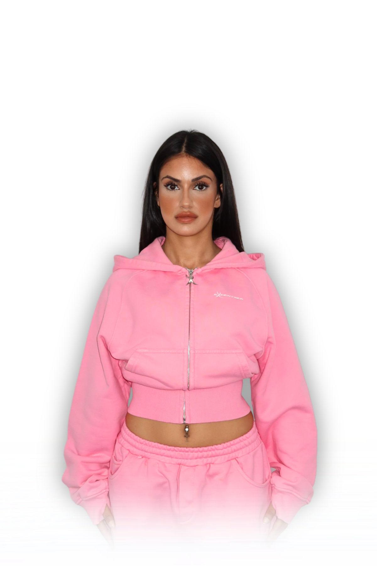 CROPPED ZIP HOODIE PINK