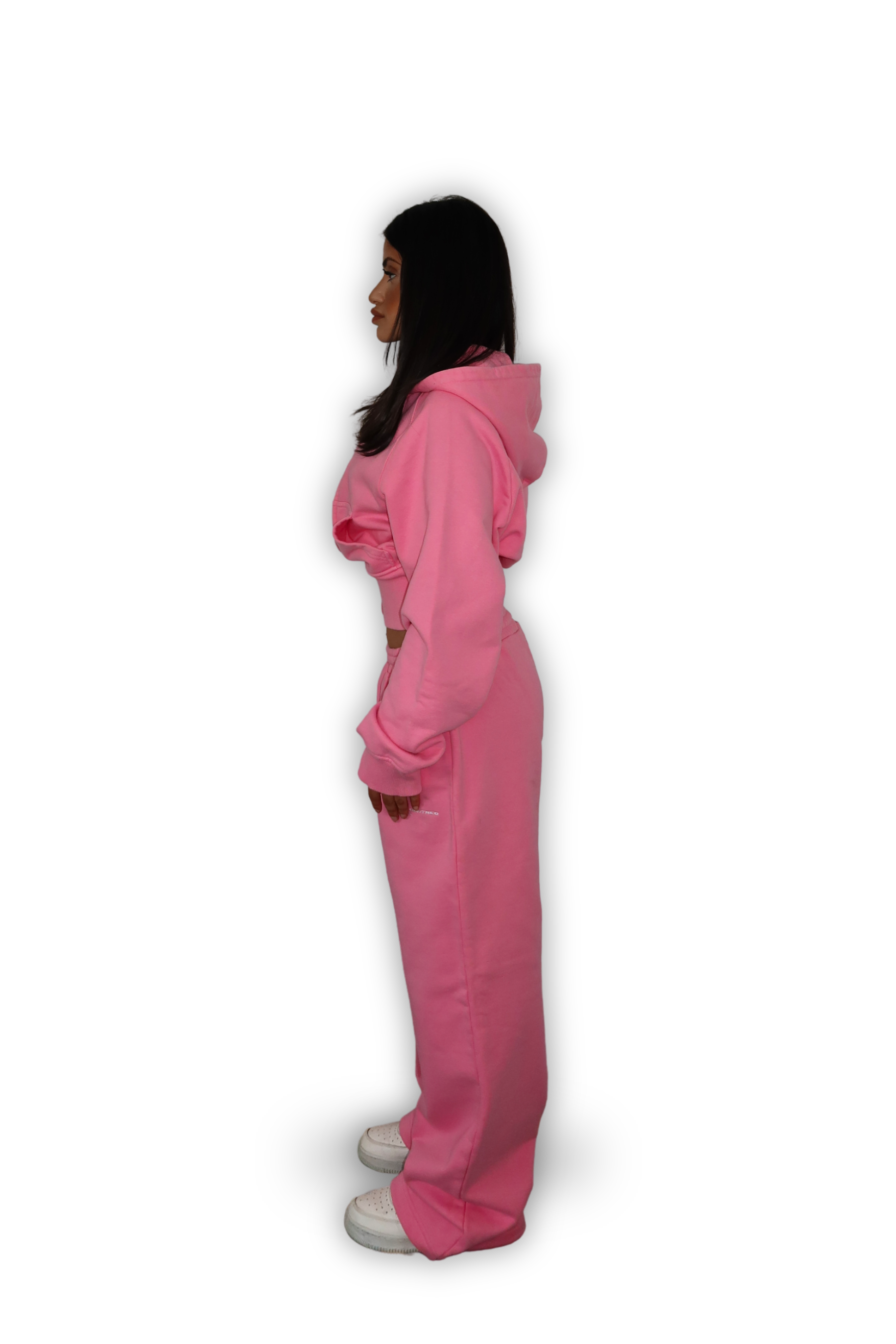 CROPPED ZIP HOODIE PINK